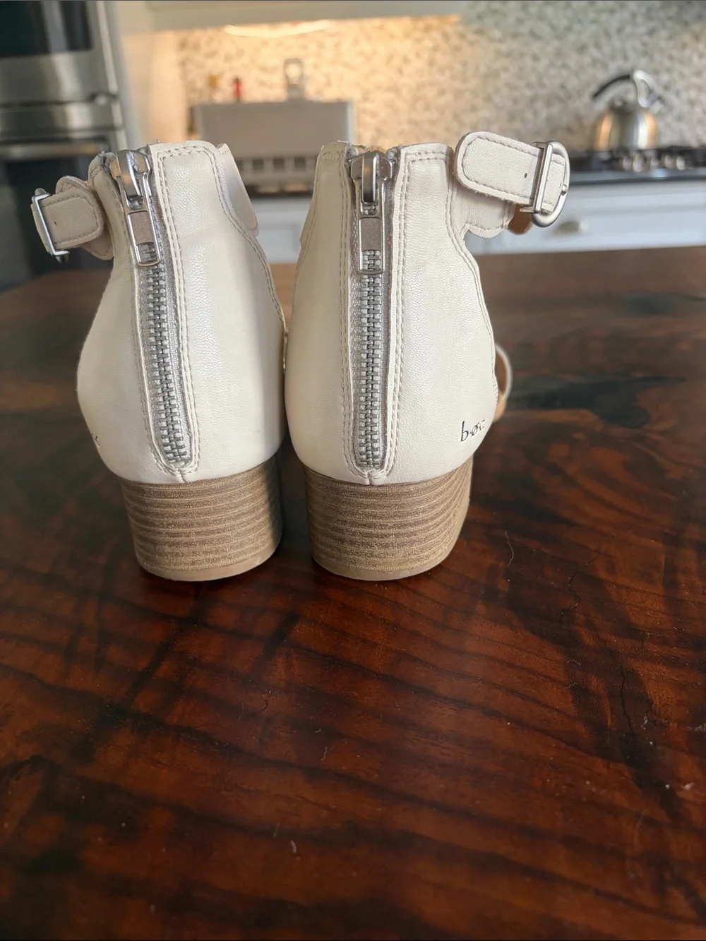 b.o.c. Cream Scalloped Ankle-Strap Sandals